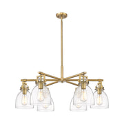 Innovations Newton Bell 6Lt 26" Stem Chandelier, BB/Clear - 411-6CR-BB-G412-7CL