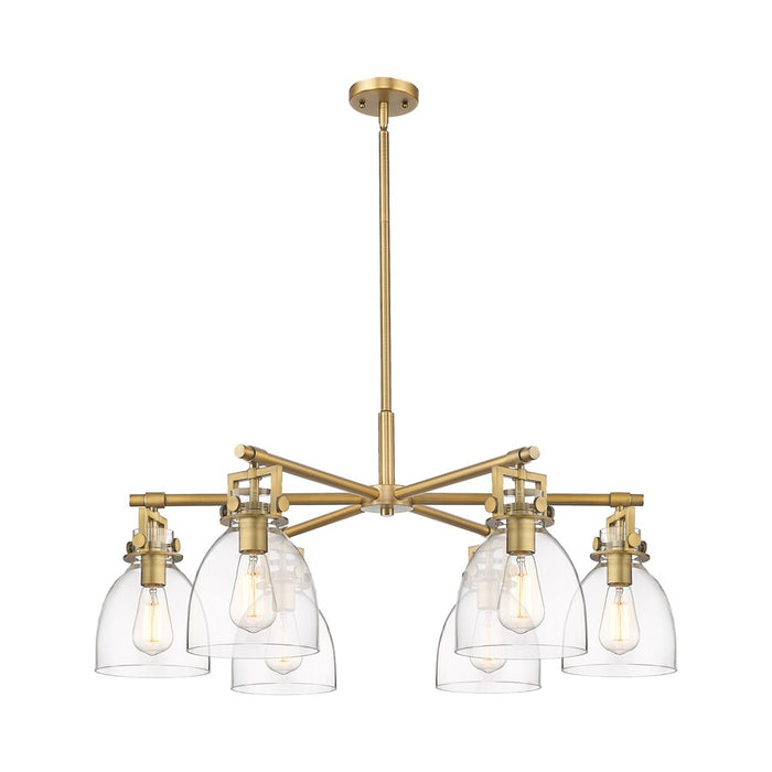 Innovations Newton Bell 6Lt 26" Stem Chandelier, BB/Clear - 411-6CR-BB-G412-7CL