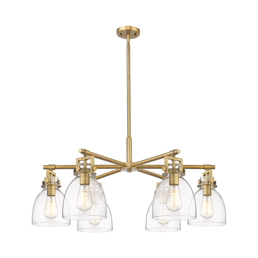 Innovations Newton Bell 6Lt 26" Stem Chandelier, BB/Clear - 411-6CR-BB-G412-7CL