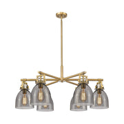 Innovations Newton Bell 6Lt 26" Stem Chandelier, BB/Smoke - 411-6CR-BB-G412-7SM