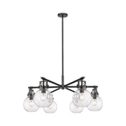 Innovations Newton Sphere 6Lt 26" Stem Chandelier, BK/SD - 411-6CR-BK-G410-7SDY
