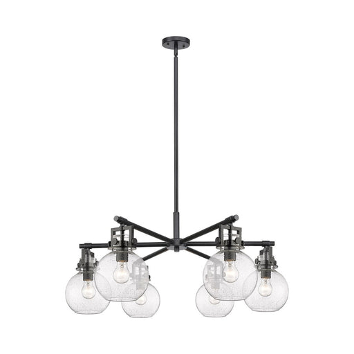 Innovations Newton Sphere 6Lt 26" Stem Chandelier, BK/SD - 411-6CR-BK-G410-7SDY