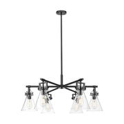 Innovations Newton Cone 6Lt 26" Stem Chandelier, BK/CL - 411-6CR-BK-G411-7CL