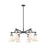 Innovations Newton Cone 6Lt 26" Stem Chandelier, BK/WH - 411-6CR-BK-G411-7WH