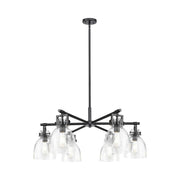 Innovations Newton Bell 6Lt 26" Stem Chandelier, BK/Seed - 411-6CR-BK-G412-7SDY