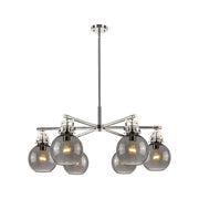 Innovations Newton Sphere 6Lt 26" Stem Chandelier, PN/SM - 411-6CR-PN-G410-7SM