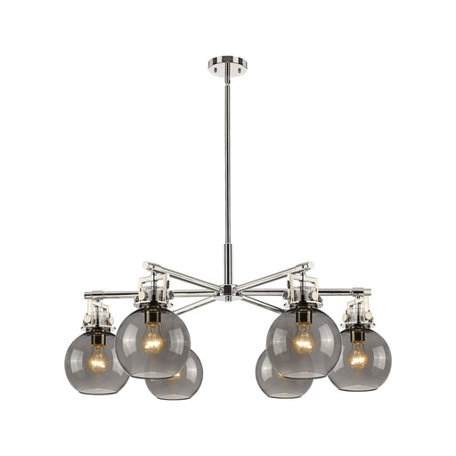 Innovations Newton Sphere 6Lt 26" Stem Chandelier, PN/SM - 411-6CR-PN-G410-7SM