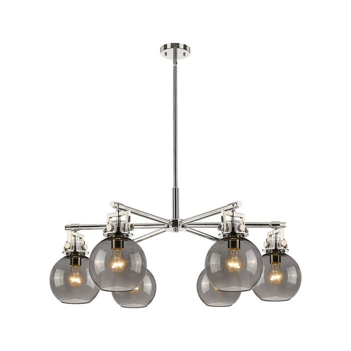 Innovations Newton Sphere 6Lt 26" Stem Chandelier, PN/SM - 411-6CR-PN-G410-7SM