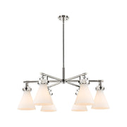 Innovations Newton Sphere 6Lt 26" Stem Chandelier, PN/WH - 411-6CR-PN-G410-7WH