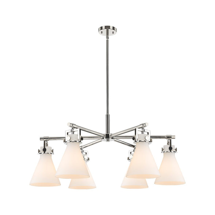 Innovations Newton Sphere 6Lt 26" Stem Chandelier, PN/WH - 411-6CR-PN-G410-7WH