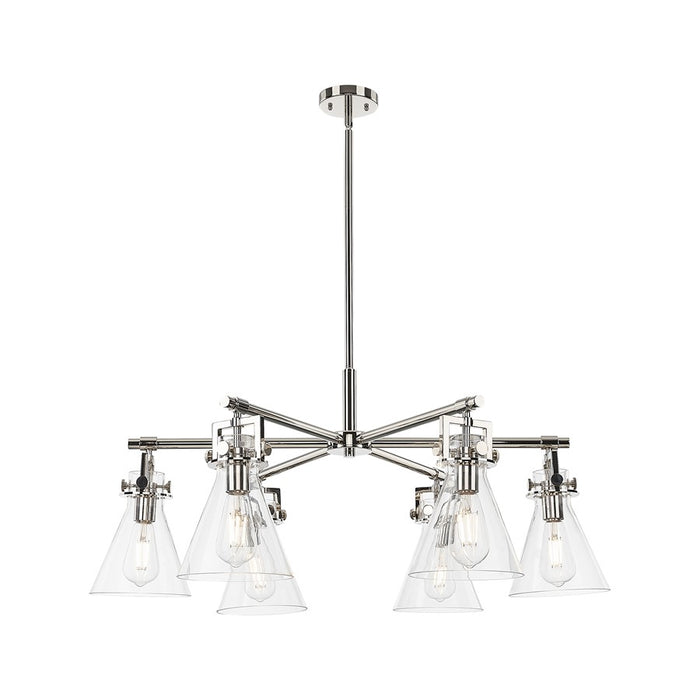 Innovations Newton Cone 6Lt 26" Stem Chandelier, PN/Clear - 411-6CR-PN-G411-7CL