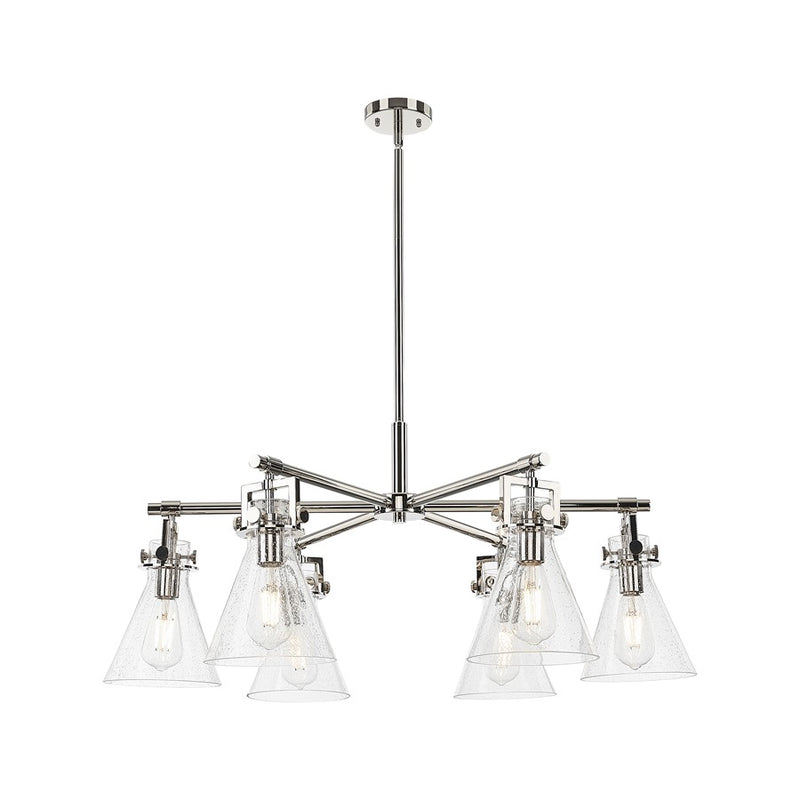 Innovations Newton Cone 6Lt 26" Stem Chandelier, PN/Seed - 411-6CR-PN-G411-7SDY