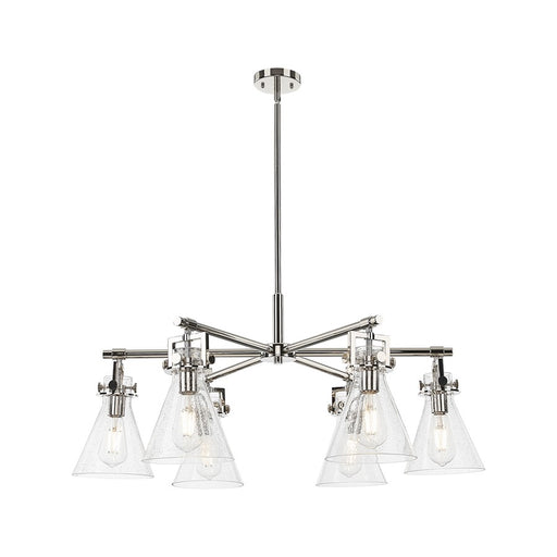 Innovations Newton Cone 6Lt 26" Stem Chandelier, PN/Seed - 411-6CR-PN-G411-7SDY