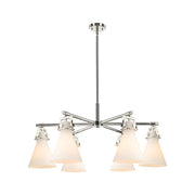 Innovations Newton Cone 6Lt 26" Stem Chandelier, PN/White - 411-6CR-PN-G411-7WH