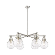 Innovations Newton Sphere 6Lt 26" Stem Chandelier, SN/CL - 411-6CR-SN-G410-7CL
