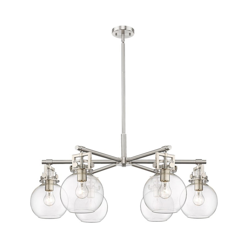 Innovations Newton Sphere 6Lt 26" Stem Chandelier, SN/CL - 411-6CR-SN-G410-7CL