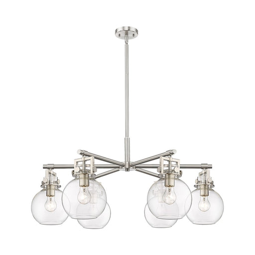 Innovations Newton Sphere 6Lt 26" Stem Chandelier, SN/CL - 411-6CR-SN-G410-7CL