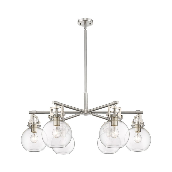 Innovations Newton Sphere 6Lt 26" Stem Chandelier, SN/CL - 411-6CR-SN-G410-7CL