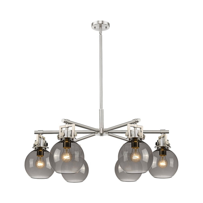 Innovations Newton Sphere 6Lt 26" Stem Chandelier, SN/SM - 411-6CR-SN-G410-7SM