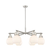 Innovations Newton Sphere 6Lt 26" Stem Chandelier, SN/WH - 411-6CR-SN-G410-7WH