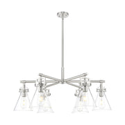 Innovations Newton Cone 6Lt 26" Stem Chandelier, SN/Clear - 411-6CR-SN-G411-7CL