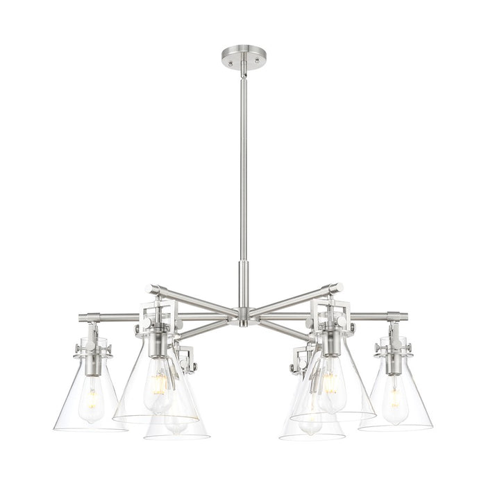 Innovations Newton Cone 6Lt 26" Stem Chandelier, SN/Clear - 411-6CR-SN-G411-7CL