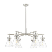 Innovations Newton Cone 6Lt 26" Stem Chandelier, SN/Seed - 411-6CR-SN-G411-7SDY
