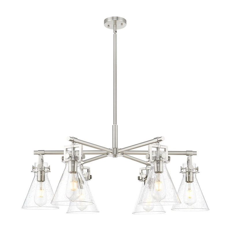 Innovations Newton Cone 6Lt 26" Stem Chandelier, SN/Seed - 411-6CR-SN-G411-7SDY