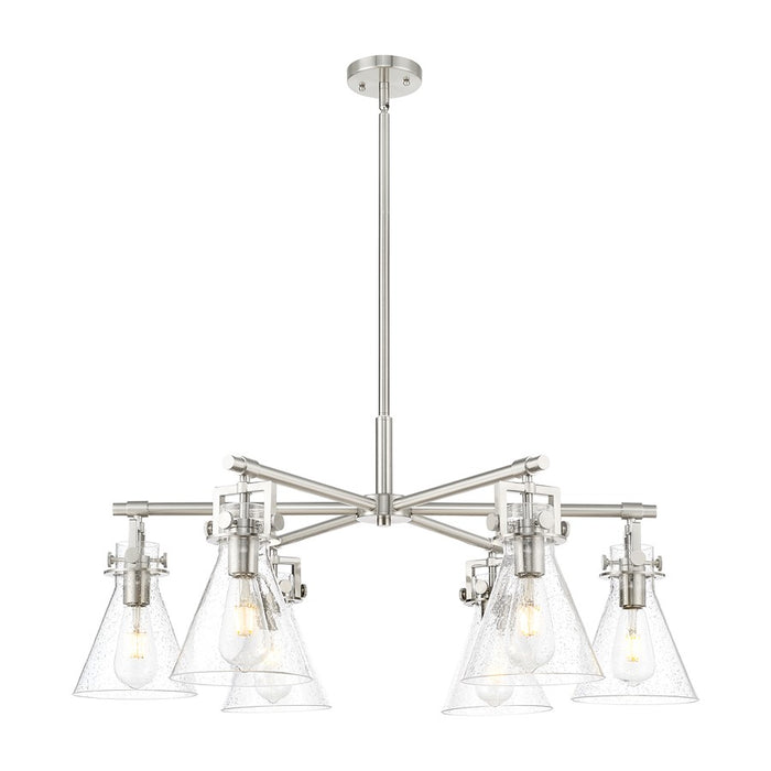 Innovations Newton Cone 6Lt 26" Stem Chandelier, SN/Seed - 411-6CR-SN-G411-7SDY