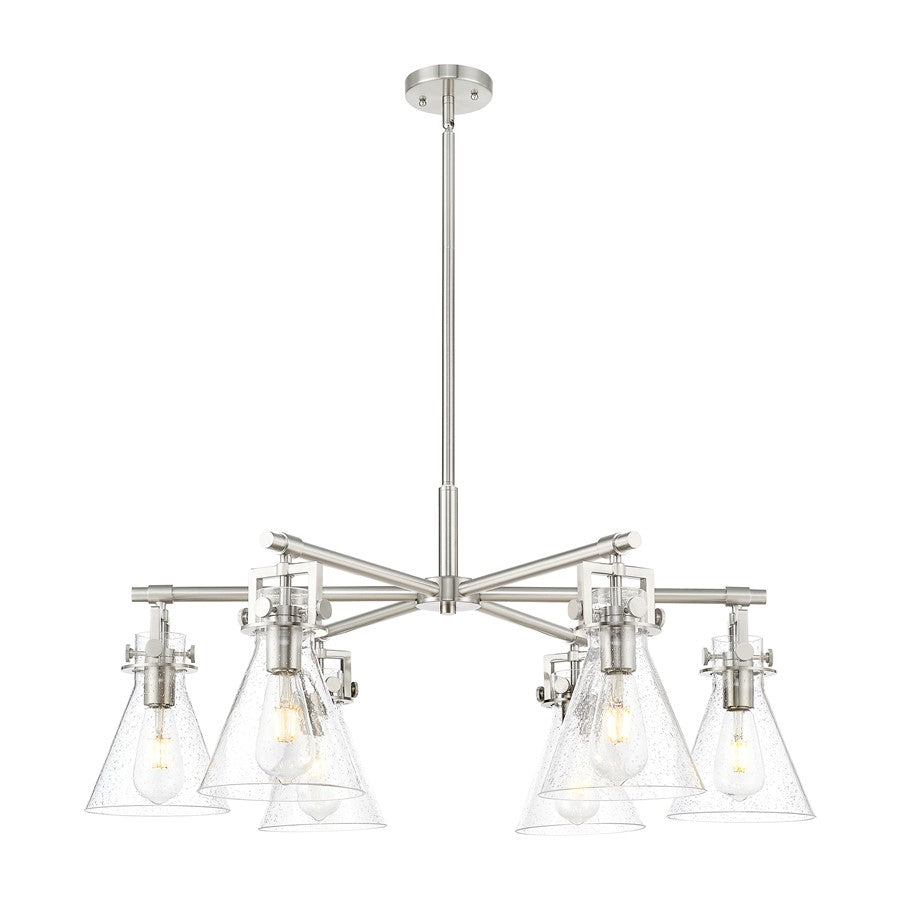 Innovations Newton Cone 6Lt 26" Stem Chandelier, SN/Seed - 411-6CR-SN-G411-7SDY