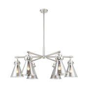 Innovations Newton Cone 6Lt 26" Stem Chandelier, SN/Smoke - 411-6CR-SN-G411-7SM