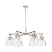 Innovations Newton Bell 6Lt 26" Stem Chandelier, SN/Clear - 411-6CR-SN-G412-7CL