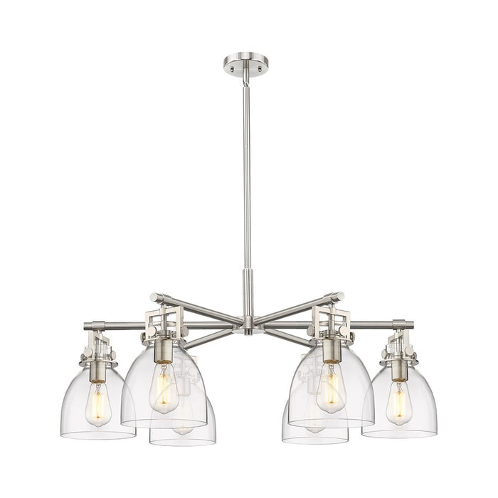 Innovations Newton Bell 6Lt 26" Stem Chandelier, SN/Clear - 411-6CR-SN-G412-7CL