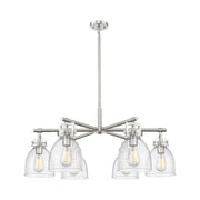 Innovations Newton Bell 6Lt 26" Stem Chandelier, SN/Seed - 411-6CR-SN-G412-7SDY