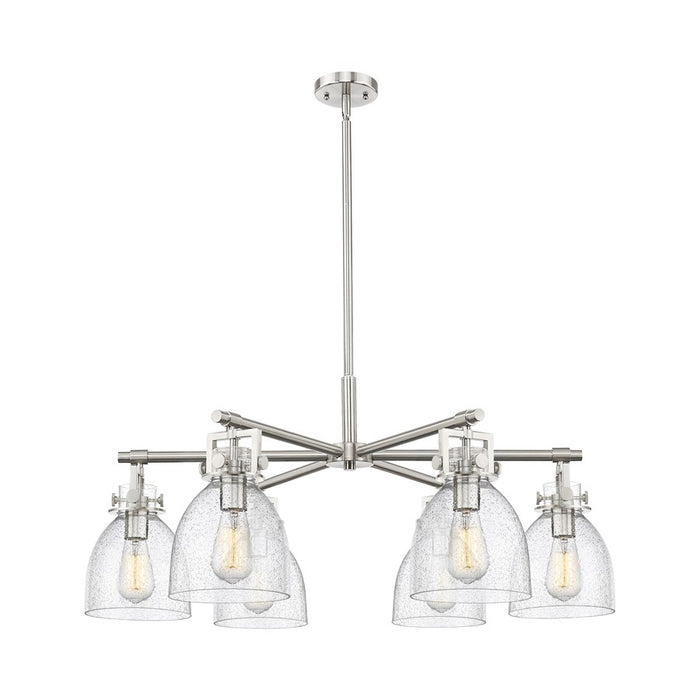 Innovations Newton Bell 6Lt 26" Stem Chandelier, SN/Seed - 411-6CR-SN-G412-7SDY