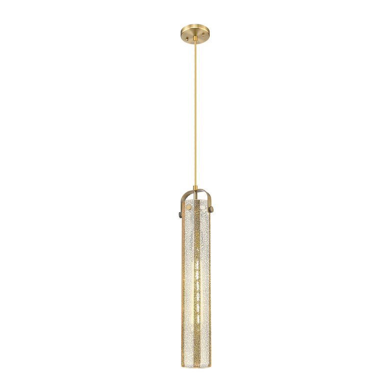 Innovations Pilaster 4.75in 1-Light Pendant | Industrial Brushed Brass and Mercury Glass | Kitchen Island & Dining | Model 413-1PS-BB-G413-1S-4ME