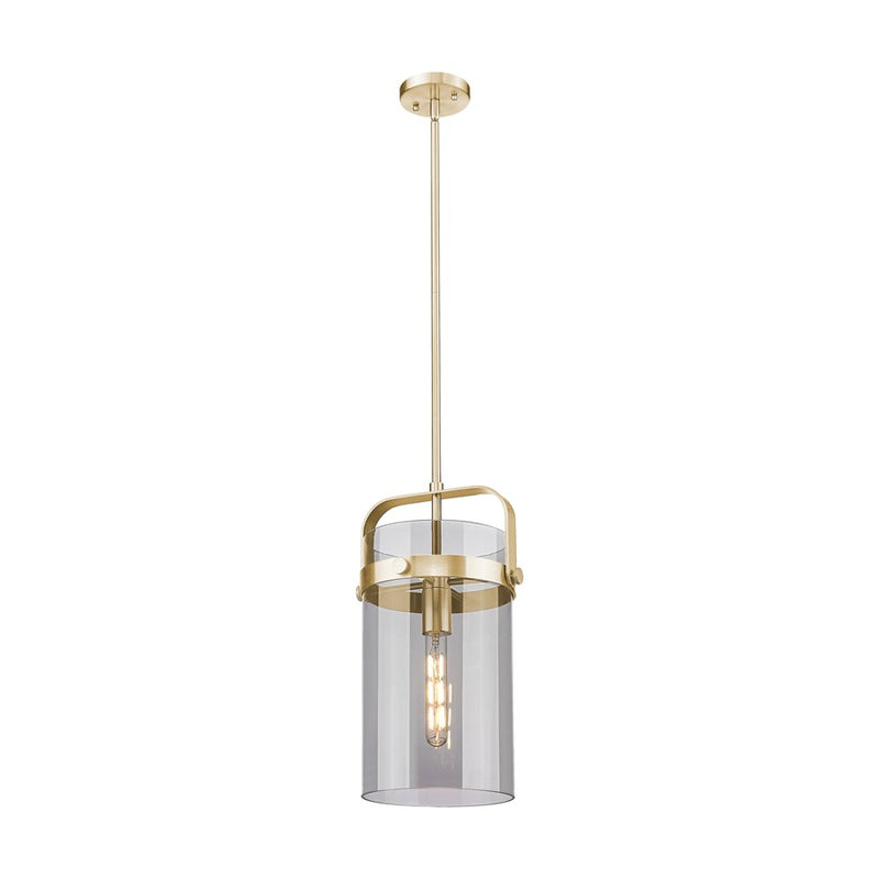 Innovations Pilaster 1Lt 8" Stem Mini Pendant, BZ/Smoke - 413-1SM-CB-G413-1S-8SM
