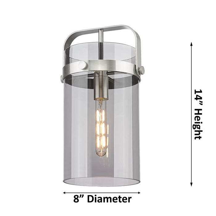 Innovations Pilaster 1Lt 8" Stem Mini Pendant, Bronze/Smoke