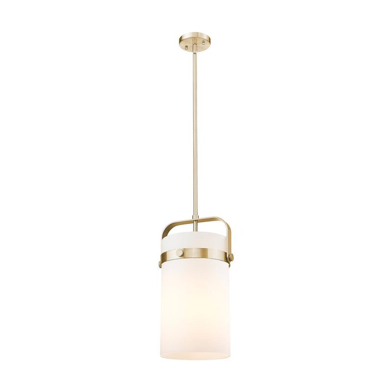 Innovations Pilaster 8" Stem Mini Pendant, CBZ/Cased WH - 413-1SM-CB-G413-1S-8WH