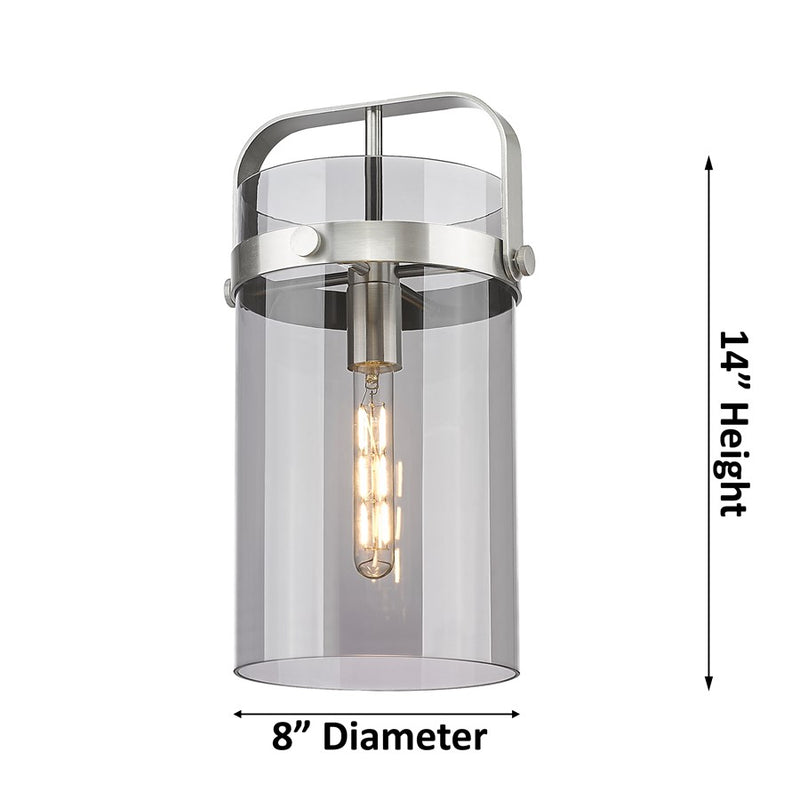 Innovations Pilaster 8" Stem Mini Pendant, CBZ/Cased WH