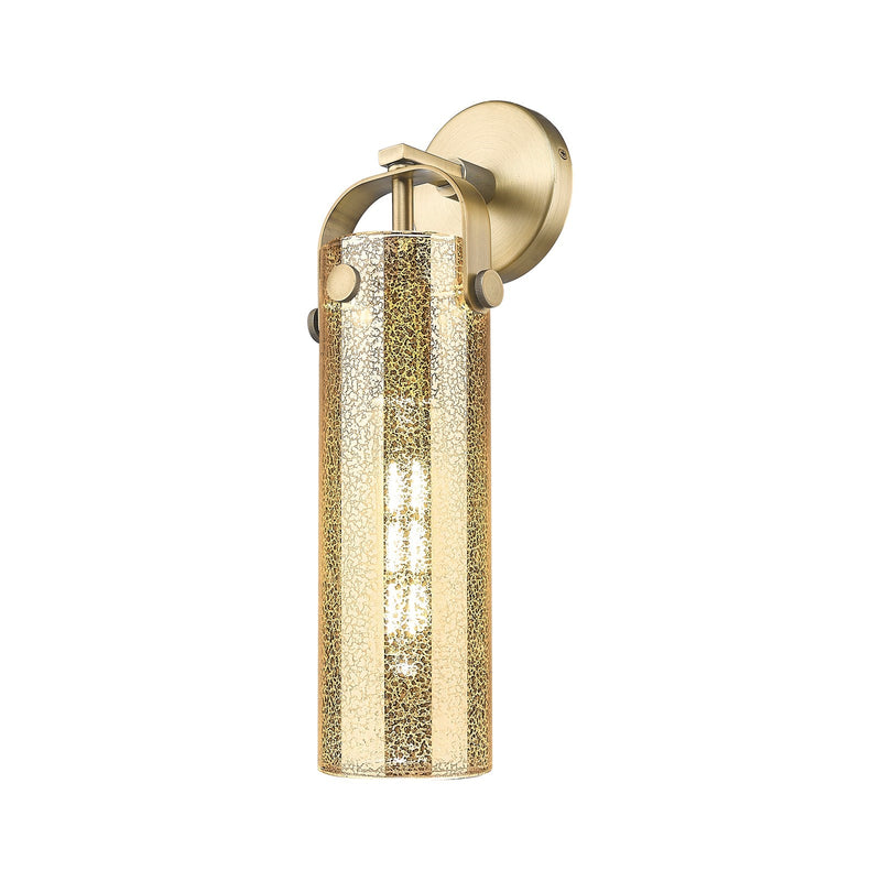Innovations Pilaster 4.5in 1-Light Wall Sconce | Industrial Brushed Brass and Mercury Glass | Hallway & Bedroom Accent | Model 413-1W-BB-G413-1W-4ME