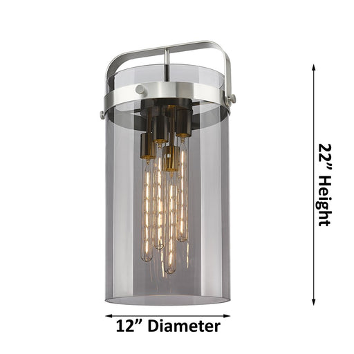 Innovations Pilaster 4Lt 12" Stem Pendant, CBZ/Mercury