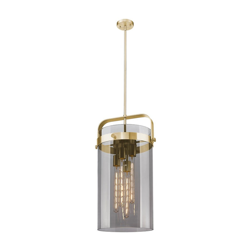 Innovations Pilaster 4Lt 12" Stem Pendant, BZ/Smoke - 413-4SL-CB-G413-4S-12SM