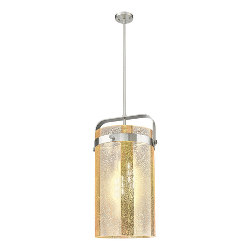 Innovations Pilaster 12in 4-Light Pendant | Industrial Satin Nickel and Mercury Glass | Kitchen Island & Dining Room | Model 413-4SL-SN-G413-4S-12ME
