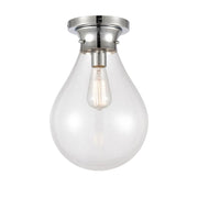 Innovations Genesis 10in 1-Light Flush Mount | Contemporary Polished Chrome and Clear Glass | Bedroom & Hallway | Model 414-1F-PC-10CL-LED
