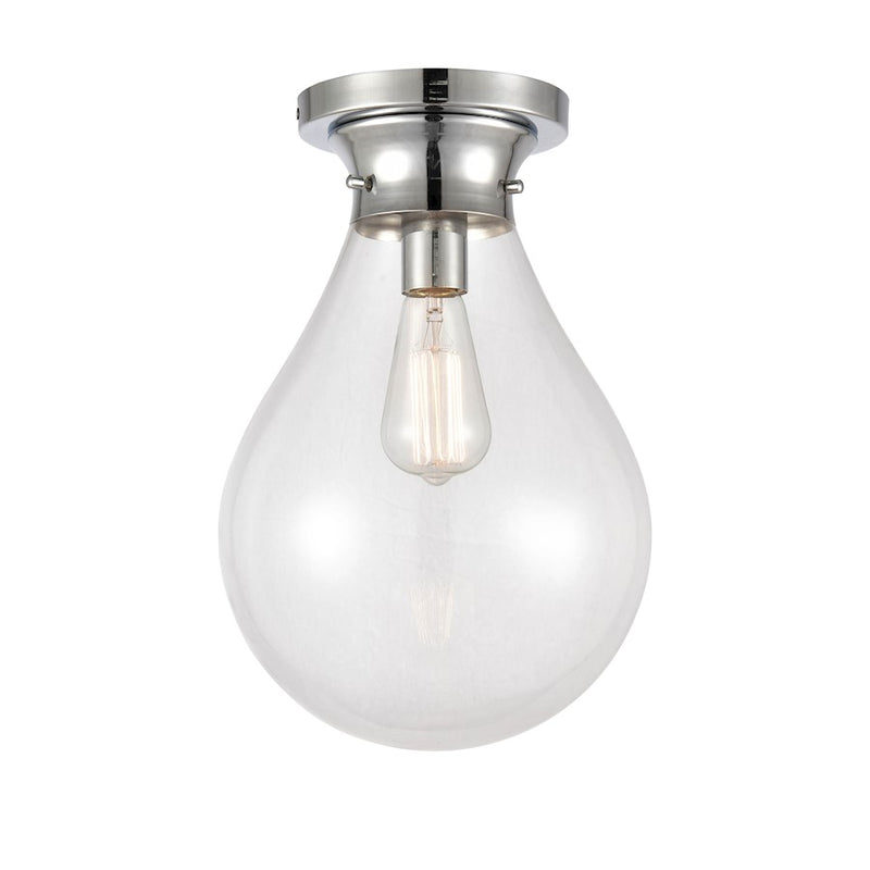 Innovations Genesis 10in 1-Light Flush Mount | Contemporary Polished Chrome and Clear Glass | Bedroom & Hallway | Model 414-1F-PC-10CL-LED