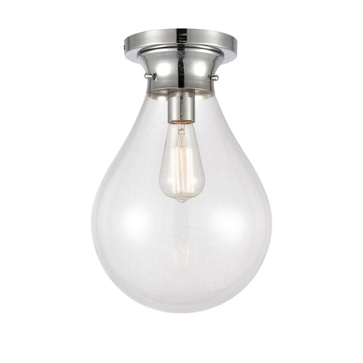 Innovations Genesis 10in 1-Light Flush Mount | Contemporary Polished Chrome and Clear Glass | Bedroom & Hallway | Model 414-1F-PC-10CL-LED