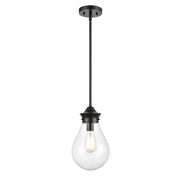 Innovations Genesis 8in 1-Light Mini Pendant | Contemporary Matte Black Steel and Clear Glass | Kitchen Island & Dining Room | Model 414-1S-BK-8CL-LED
