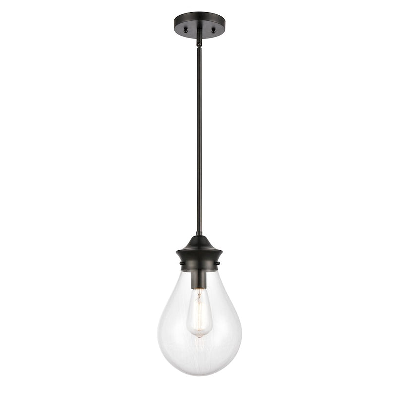 Innovations Genesis 8in 1-Light Mini Pendant | Contemporary Matte Black Steel and Clear Glass | Kitchen Island & Dining Room | Model 414-1S-BK-8CL-LED
