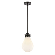 Innovations Genesis 13in 1-Light Mini Pendant | Contemporary Matte Black Steel and White Globe Glass | Kitchen Island & Dining | Model 414-1S-BK-8W-LED
